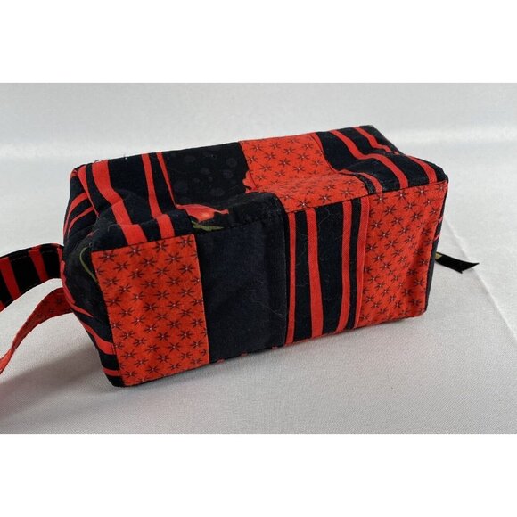 SOKA Mini Cosmetic Bag Minimalist Purse Handmade Rectangular Red & Black New! - Picture 5 of 10